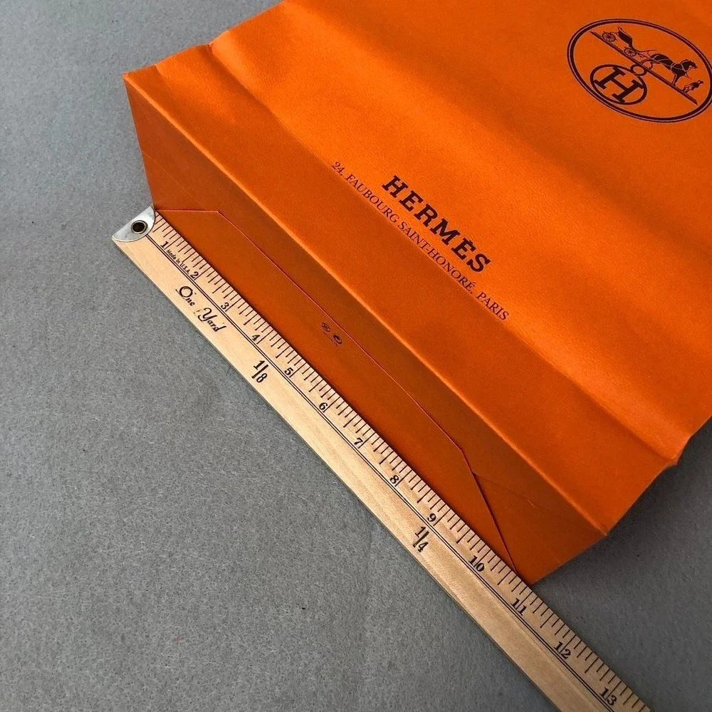 Hermes Authentic Orange Gift Paper Shopping Bag Medium Rectangle 16.5x11x4